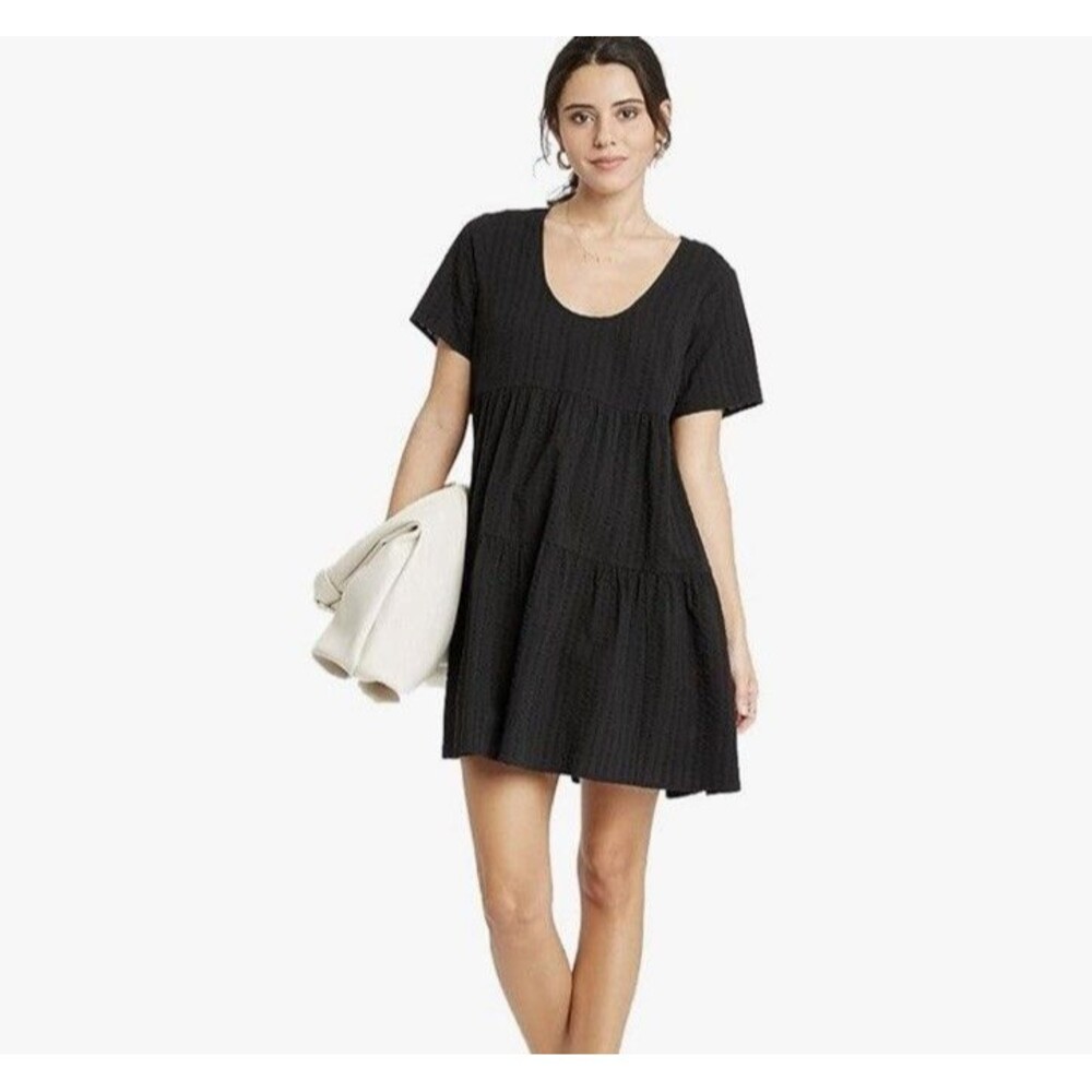 A New Day Black Short Sleeve Mini Dress Women's Small
